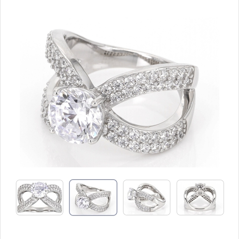 🆕️💍 5.02CTW WHITE DIAMOND SIMULANT PLATINUM OVER STERLING SILVER - SIZE 9.0💍 - Picture 3 of 12